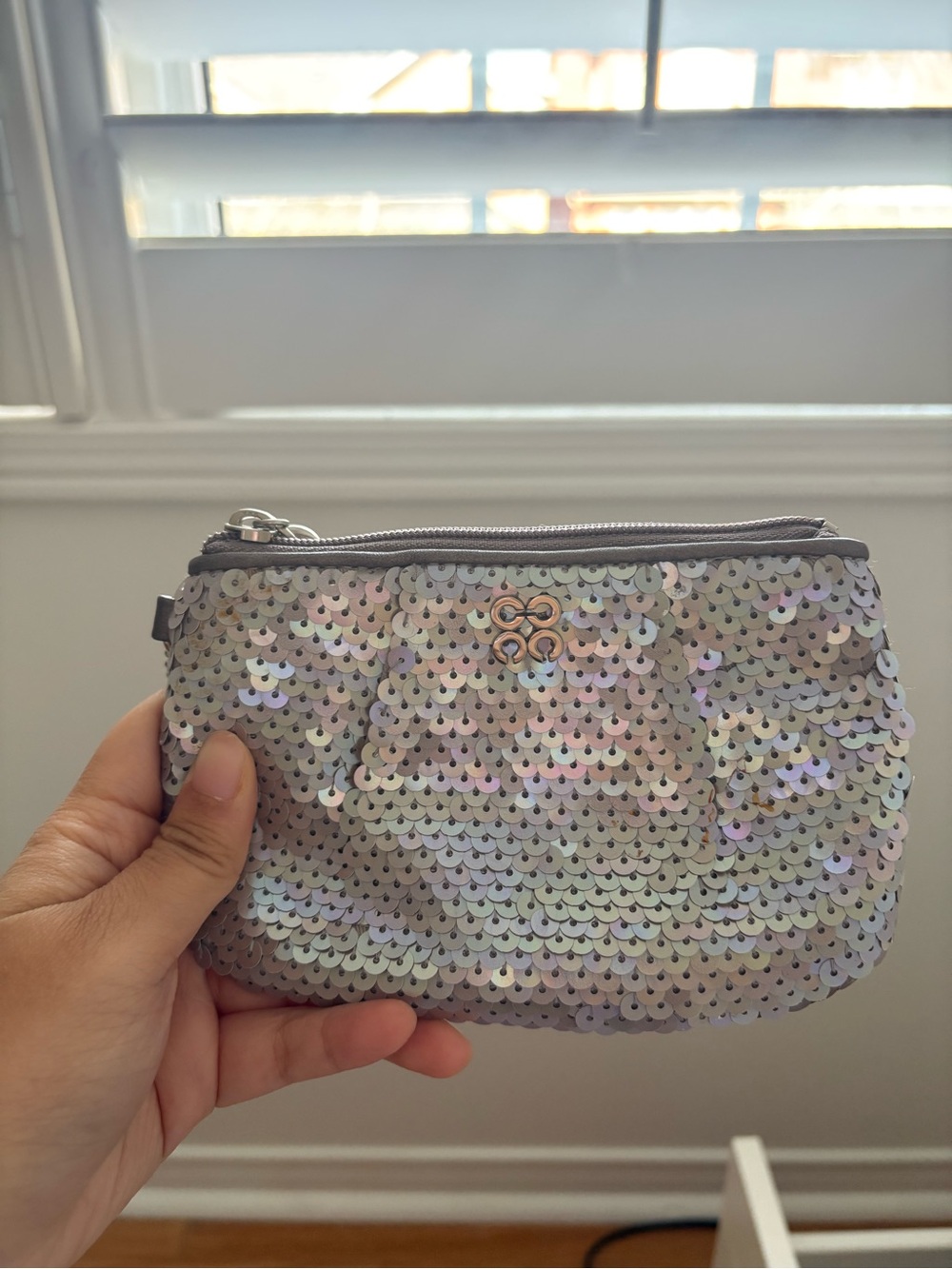 Coach Iridescent Sequin Wristlet Pouch - Gray